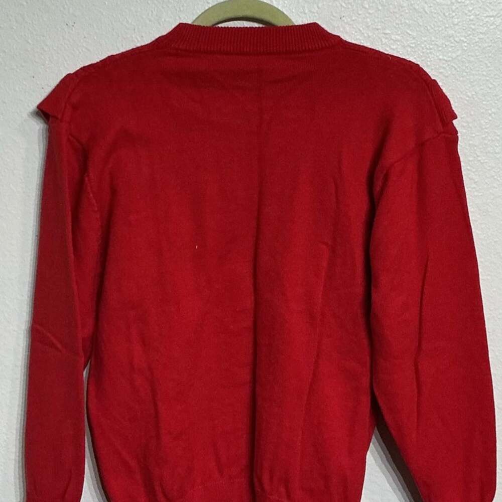 Red Ruffle Sweater Sz M - Picture 6 of 10